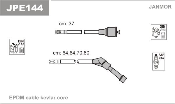 JANMOR JPE144 Kit cavi accensione