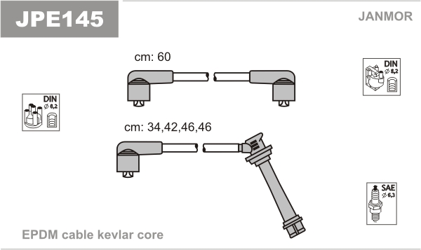 JANMOR JPE145 Kit cavi accensione-Kit cavi accensione-Ricambi Euro