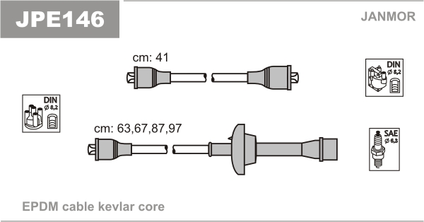 JANMOR JPE146 Kit cavi accensione-Kit cavi accensione-Ricambi Euro