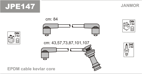JANMOR JPE147 Kit cavi accensione