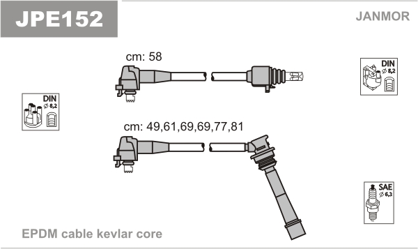 JANMOR JPE152 Kit cavi accensione-Kit cavi accensione-Ricambi Euro