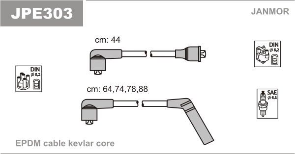 JANMOR JPE303 Kit cavi accensione-Kit cavi accensione-Ricambi Euro