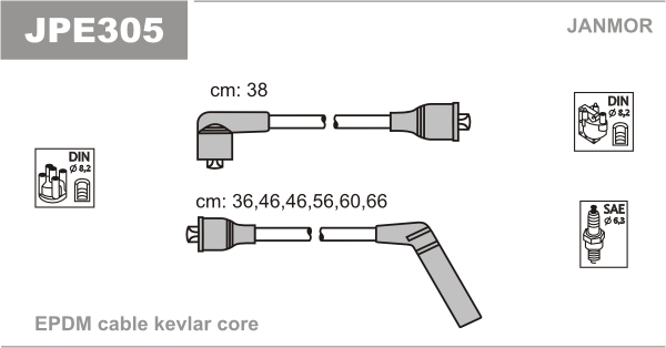 JANMOR JPE305 Kit cavi accensione