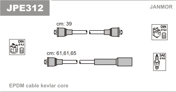 JANMOR JPE312 Kit cavi accensione-Kit cavi accensione-Ricambi Euro