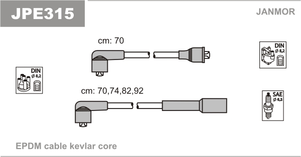 JANMOR JPE315 Kit cavi accensione