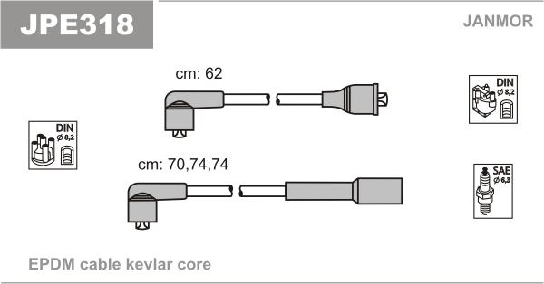 JANMOR JPE318 Kit cavi accensione-Kit cavi accensione-Ricambi Euro