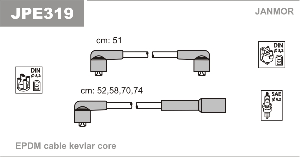 JANMOR JPE319 Kit cavi accensione-Kit cavi accensione-Ricambi Euro