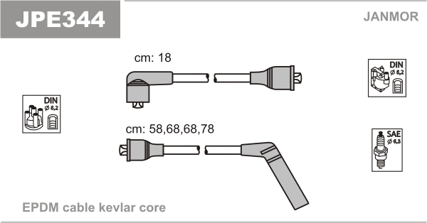 JANMOR JPE344 Kit cavi accensione-Kit cavi accensione-Ricambi Euro