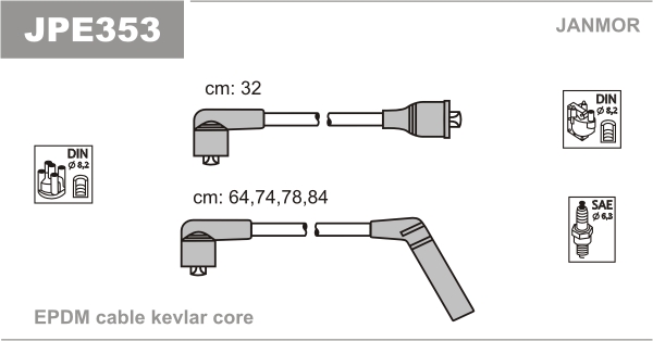 JANMOR JPE353 Kit cavi accensione-Kit cavi accensione-Ricambi Euro