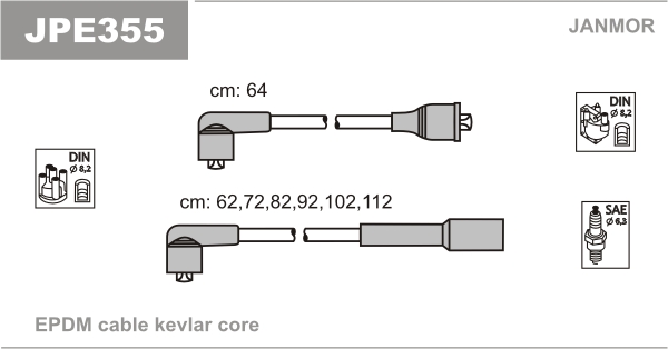 JANMOR JPE355 Kit cavi accensione-Kit cavi accensione-Ricambi Euro