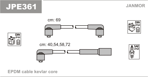 JANMOR JPE361 Kit cavi accensione-Kit cavi accensione-Ricambi Euro