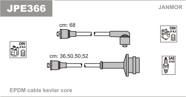 JANMOR JPE366 Kit cavi accensione-Kit cavi accensione-Ricambi Euro