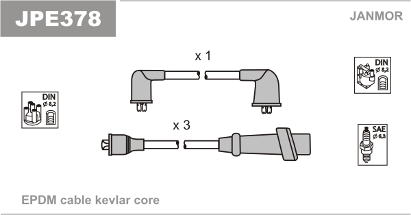 JANMOR JPE378 Kit cavi accensione-Kit cavi accensione-Ricambi Euro