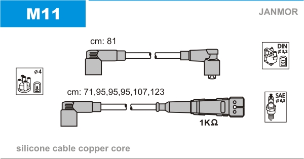 JANMOR M11 Kit cavi accensione-Kit cavi accensione-Ricambi Euro