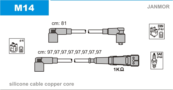 JANMOR M14 Kit cavi accensione-Kit cavi accensione-Ricambi Euro