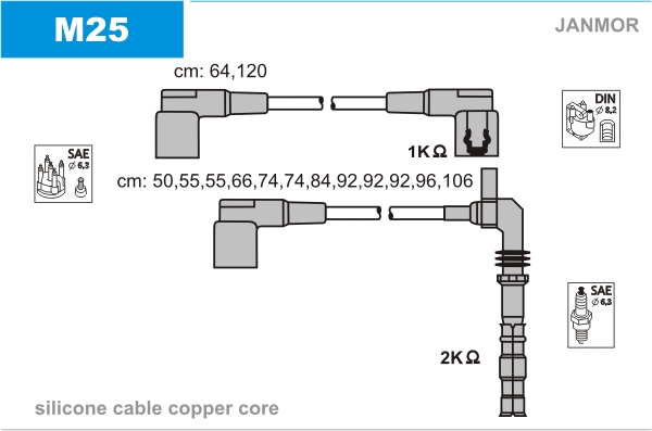 JANMOR M25 Kit cavi accensione-Kit cavi accensione-Ricambi Euro