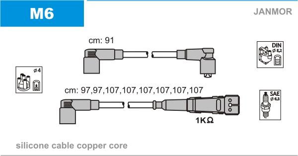 JANMOR M6 Kit cavi accensione-Kit cavi accensione-Ricambi Euro