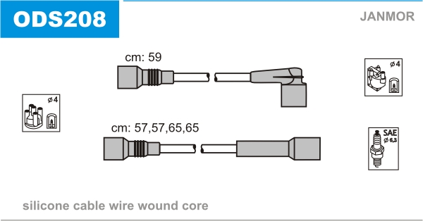JANMOR ODS208 Kit cavi accensione