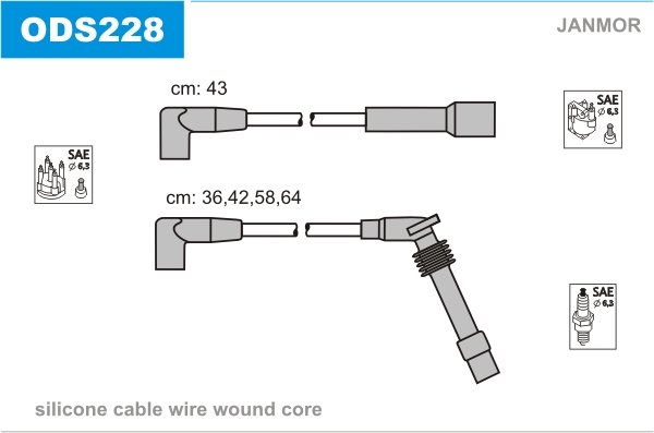 JANMOR ODS228 Kit cavi accensione