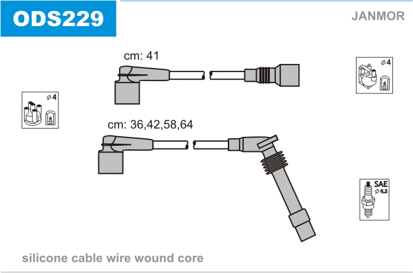 JANMOR ODS229 Kit cavi accensione