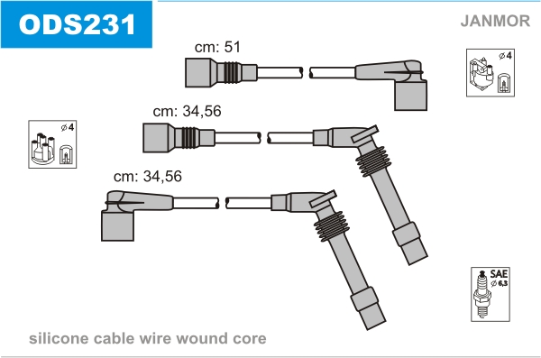 JANMOR ODS231 Kit cavi accensione-Kit cavi accensione-Ricambi Euro