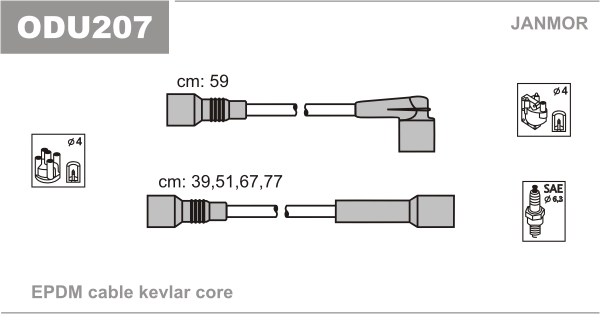 JANMOR ODU207 Kit cavi accensione