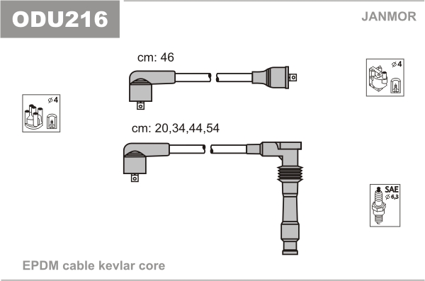 JANMOR ODU216 Kit cavi accensione