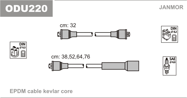 JANMOR ODU220 Kit cavi accensione-Kit cavi accensione-Ricambi Euro