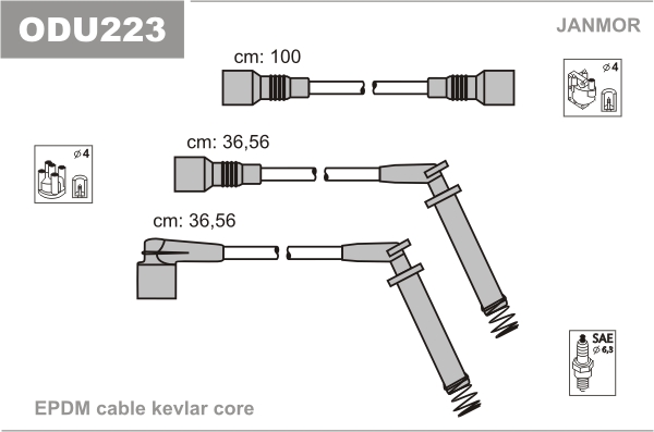 JANMOR ODU223 Kit cavi accensione