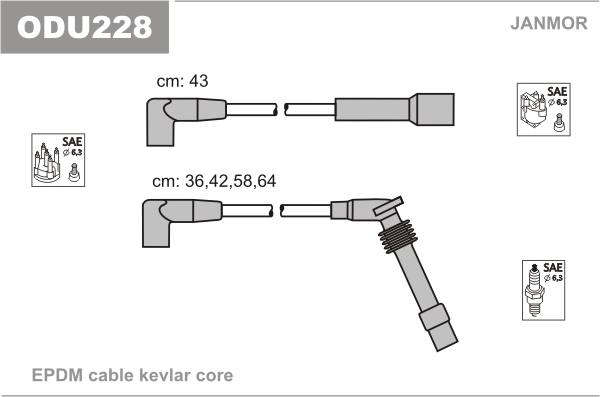 JANMOR ODU228 Kit cavi accensione