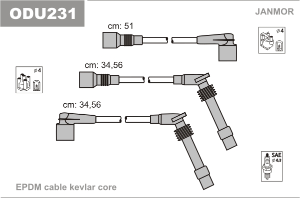 JANMOR ODU231 Kit cavi accensione-Kit cavi accensione-Ricambi Euro