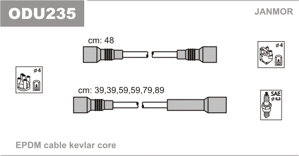 JANMOR ODU235 Kit cavi accensione-Kit cavi accensione-Ricambi Euro