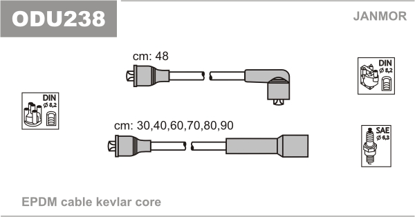 JANMOR ODU238 Kit cavi accensione