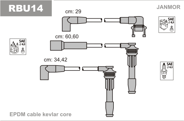 JANMOR RBU14 Kit cavi accensione-Kit cavi accensione-Ricambi Euro