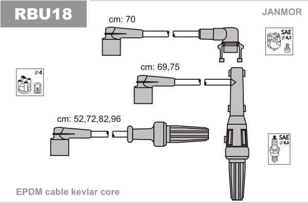 JANMOR RBU18 Kit cavi accensione-Kit cavi accensione-Ricambi Euro