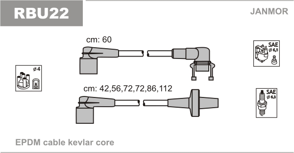 JANMOR RBU22 Kit cavi accensione-Kit cavi accensione-Ricambi Euro