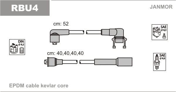 JANMOR RBU4 Kit cavi accensione-Kit cavi accensione-Ricambi Euro