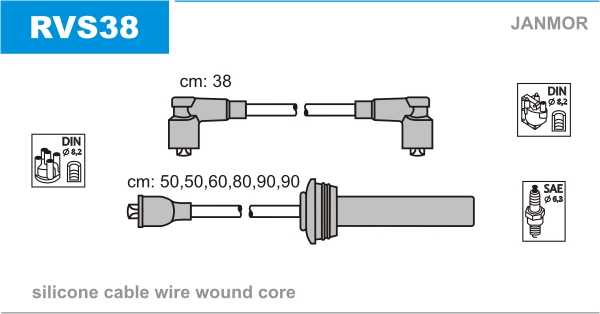JANMOR RVS38 Kit cavi accensione