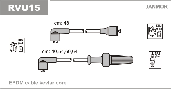 JANMOR RVU15 Kit cavi accensione-Kit cavi accensione-Ricambi Euro