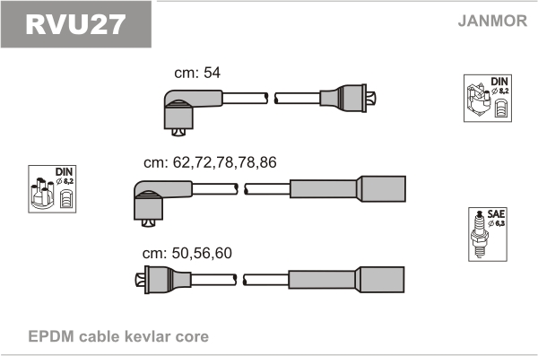 JANMOR RVU27 Kit cavi accensione-Kit cavi accensione-Ricambi Euro