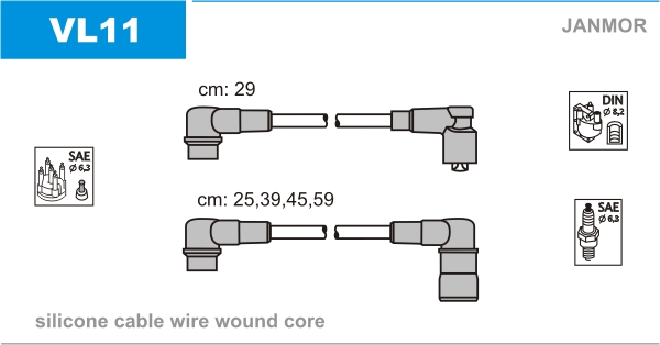 JANMOR VL11 Kit cavi accensione