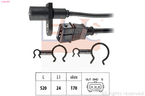 EPS 1.953.397 Made in Italy - OE Equivalent Sensor, crankshaft pulse