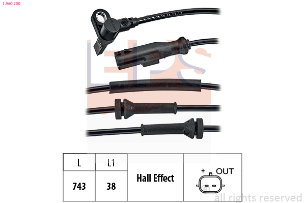 EPS 1.960.200 Made in Italy - OE Equivalent Sensor, wheel speed
