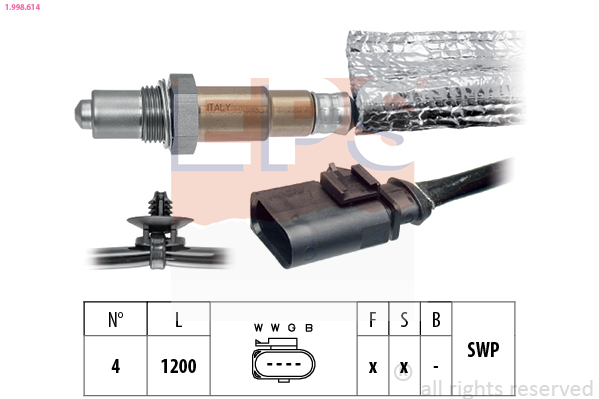 EPS 1.998.614 Made in Italy - OE Equivalent Oxygen Sensor
