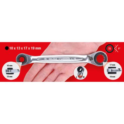 KS TOOLS 503.4565 Dobbelthodet ringnøkkel med skralle