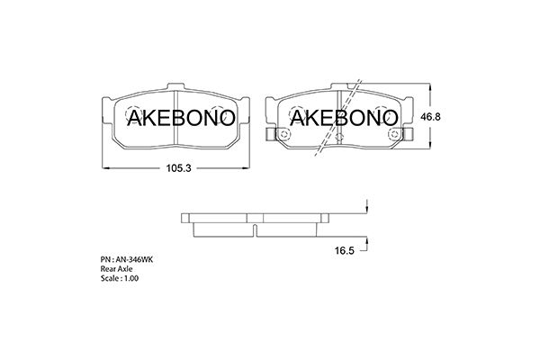 AKEBONO AN-346WK Σετ τακάκια, δισκόφρενα