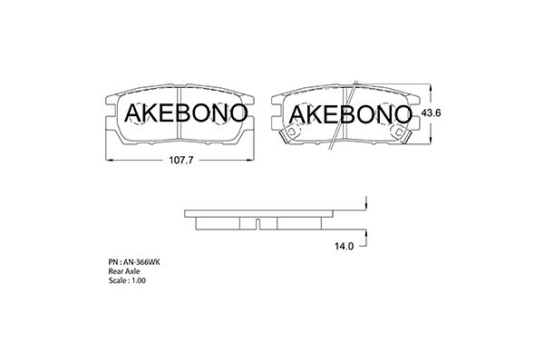 AKEBONO AN-366WK Brake Pad Set, disc brake