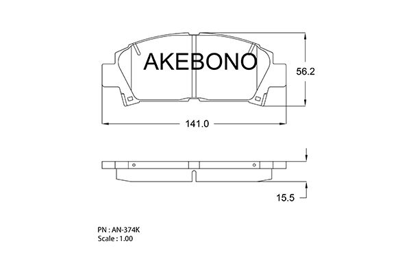 AKEBONO AN-374K Σετ τακάκια, δισκόφρενα
