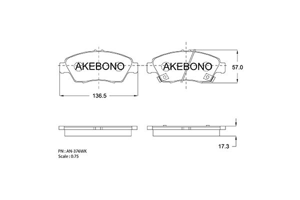 AKEBONO AN-376WK Σετ τακάκια, δισκόφρενα