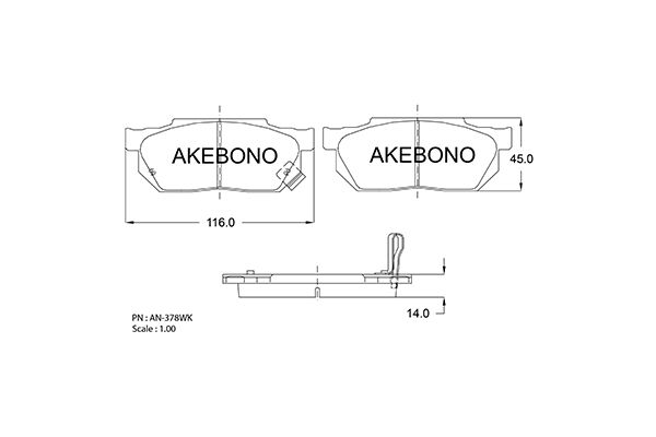 AKEBONO AN-378WK Σετ τακάκια, δισκόφρενα